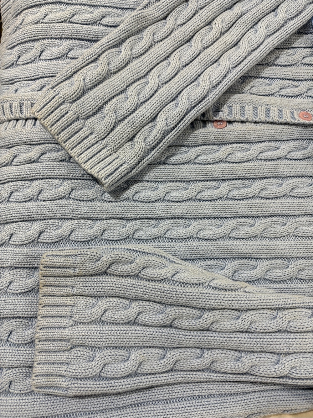 L.L. Bean Light Blue Cable Knit Cardigan - Picture 6 of 6